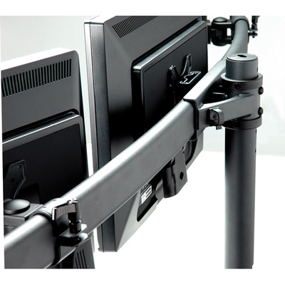 Držiak pre 3x monitor na stôl, úchyt o dosku, max 8kg, rameno 645mm, VESA75/100, čierny