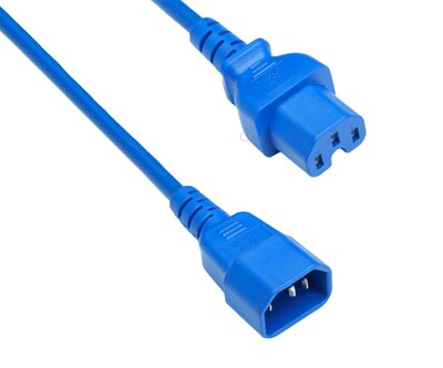 Kábel sieťový 230V predlžovací, C14 - C15, 2m, 1.00mm², 10A, modrý