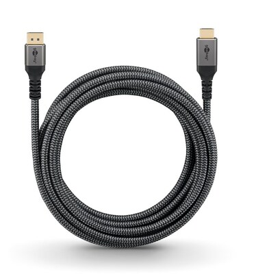 Kábel DisplayPort na HDMI M/M 3m, jednosmerný, 4K@60Hz UHD, audio, čierny/sivý, pozl. konektor