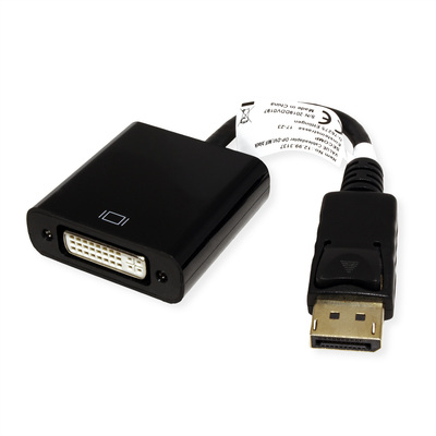 Adaptér DisplayPort na DVI-I M/F, 15cm čierny