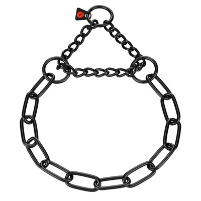 Obojok retiazkový sťahovací 4mm/71cm, obmedzovač, dlhé oko, nerezová oceľ, čierny, HS