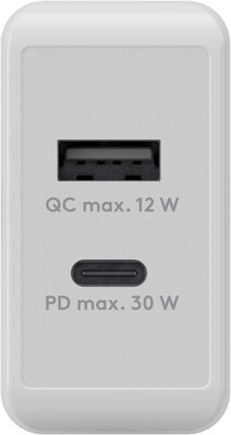 Nabíjačka USB 230V 2port, 1xUSB A, 1xUSB Typ C, 30W, Power Delivery, Quick Charge 3.0, biela §§