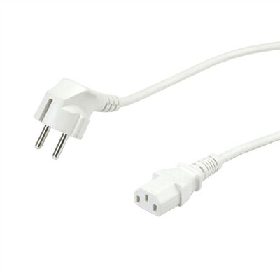 Kábel sieťový 230V, vidlica (CEE7/7) lomená - C13, 1.8m, 0.75mm², 10A, biely