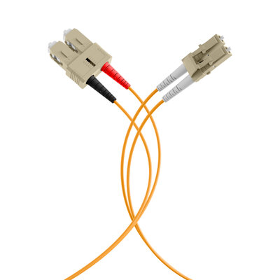 Fiber kábel LC-SC, 0.5m Duplex OM1(62.5/125µm), LSOH, 2mm, oranžový