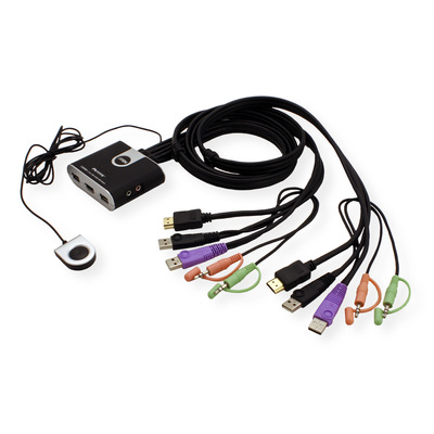 KVM switch/prepínač 2PC, HDMI, USB, star+audio