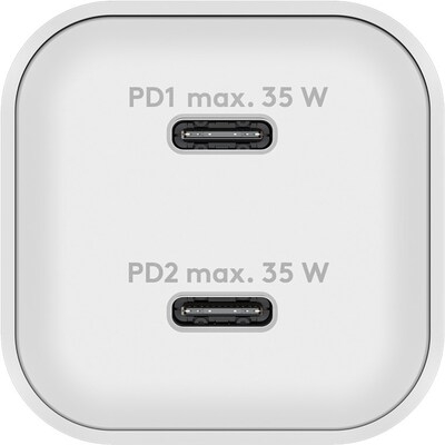 Nabíjačka USB 230V 1port, 2x Typ C, 35W, Power Delivery, Fast Charge, Nano, GaN, čierna