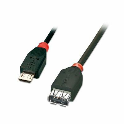 Kábel USB 2.0 A-MICRO-B F/M 0.5m, High Speed, OTG, čierny