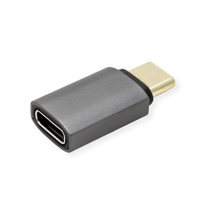 Adaptér USB 4 Gen 3x2, Typ C, C-C M/F, 40Gbps, priamy, PD 240W, sivý/čierny