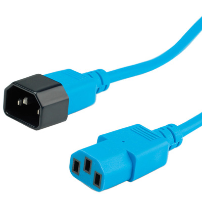 Kábel sieťový 230V predlžovací, C13 - C14, 1.8m, 0.75mm², 10A, modrý