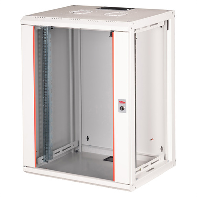 19" Rack na stenu 16U, sivý, 818x600x450mm (HxWxD), RAL7035, PRO, odnímateľné bočnice