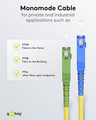 Fiber kábel SC-SC/APC, 15m Simplex OS2(9/125µm), LSOH, 3mm, žltý