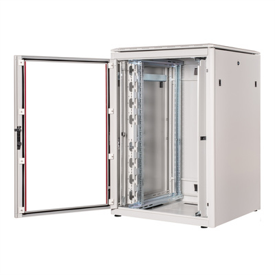 19" Rack na podlahu 22U, 1164x800x800mm (HxWxD), PRO, sklenené dvere, sivý