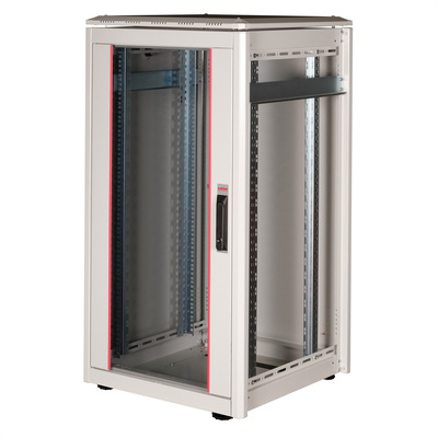 19" Rack na podlahu 22U, 1164x600x600mm (HxWxD), PRO, sklenené dvere, sivý