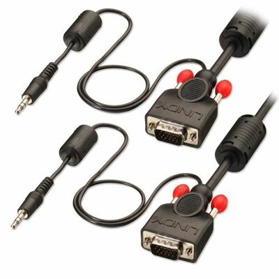 Kábel VGA + audio 3,5mm M/M 15m, prepojovací, tienený, DDC, ferrit, HQ, čierny, premium