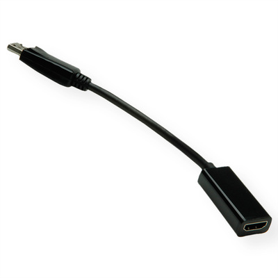 Adaptér DisplayPort/HDMI M/F, 4K@30Hz (DP 1.2, HDMI 1.4), 15cm, čierny