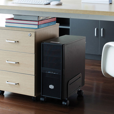 Stojan pod počítač s kolieskami, čierny