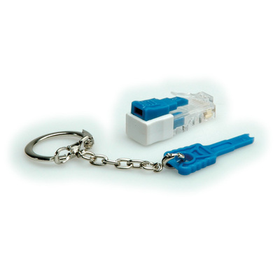 RJ45 Port Blocker, 1x kľúč, 1x zámok RJ45, modrý
