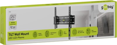 Držiak pre TV 32-75" na stenu, max 45kg, s náklonom +5°/-15°, VESA do 400x400, čierny