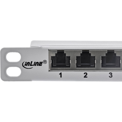 19" Patch panel 24port cat.6a, tienený s uzemnením, celokovový, protiprachové záslepky, 0.5U, sivý