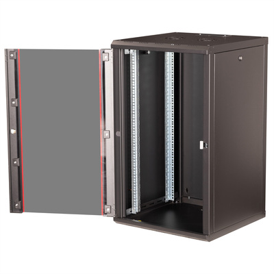 19" Rack na stenu 20U, čierny, 996x600x600mm (HxWxD), RAL9005, PRO, odnímateľné bočnice