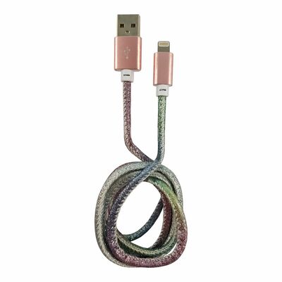 Kábel USB "Lightning" pre Apple, 1m, High Speed, disco glitter, trblietavý MFI cert.