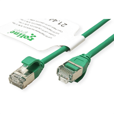 U/FTP Patchkábel LSOH TPE 0.5m cat.6a, zelený, slim, Cu, Flex Cable, Roline Green, Eco obal