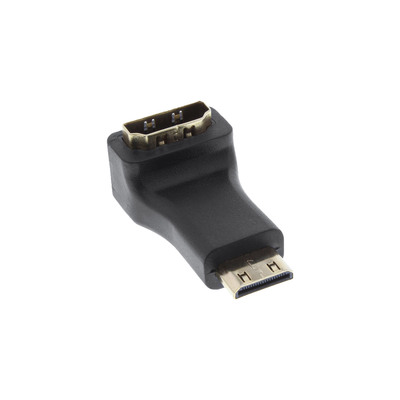 Adaptér HDMI/HDMI mini F/M zahnutý dole 90°, čierny
