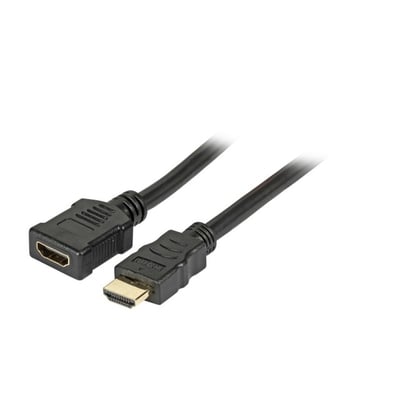Kábel HDMI M/F 5m, High Speed+Eth, 4K@30Hz, HDMI 1.4, G pozl. kon., čierny, predlžovací