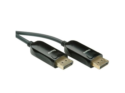 Kábel DisplayPort M/M 50m, 8K@60Hz, DP v1.4, 32.4Gbit/s, čierny, jednosmerný, aktívny, optický