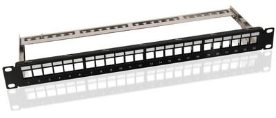 19" Patch panel 24port Keystone cat.6  (v balení 24ks), netienený, 1U, čierny