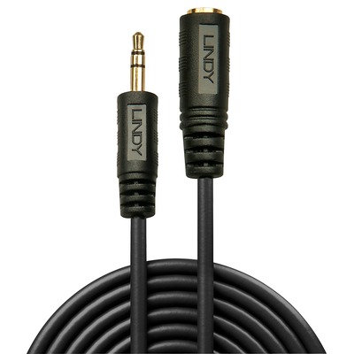 Kábel 3.5mm stereo jack M/F predlžovací 10m, čierny, pozl. konektor, Premium