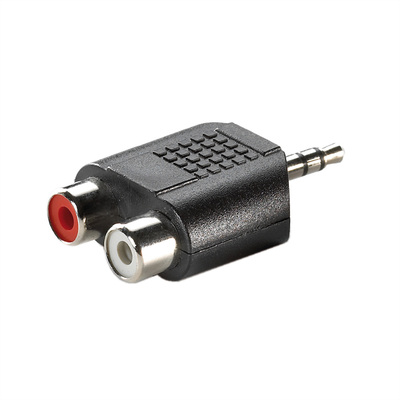 Adaptér 3.5mm stereo / 2x Cinch (RCA), M/F, čierny