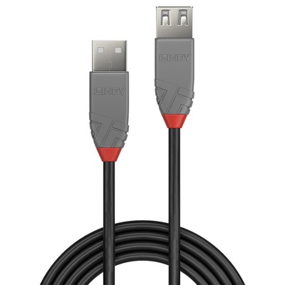 Kábel USB 2.0 A-A M/F 5m, High Speed, predlžovací, čierny, Anthra Line