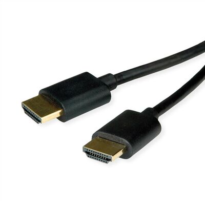 Kábel HDMI M/M 1.5m, High Speed+Eth, 4K@60Hz, HDMI 2.0, 18G, pozl. konektor, čierny, Slim