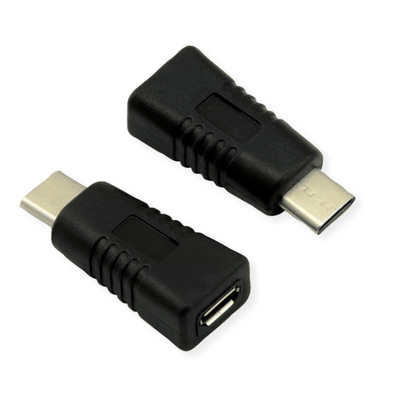 Adaptér USB 3.2 Gen 2, C-Micro-B (2.0) M/F, 480Mbps, priamy, OTG, čierny
