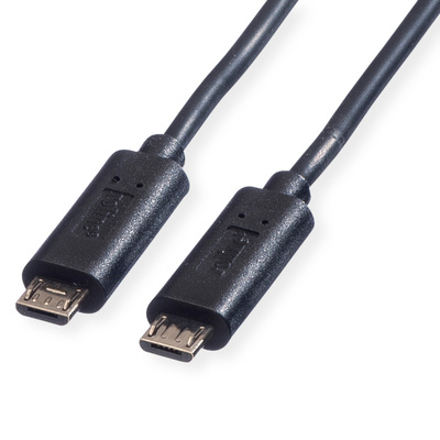 Kábel USB 2.0 MICRO-B - MICRO-B M/M 0.3m, High Speed, čierny, napájací