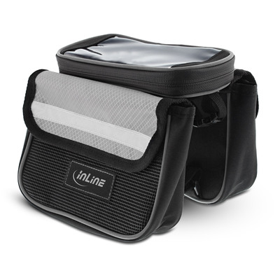 Cyklotaška na rám, držiak pre Smartelefóny, čierna + sivé reflexné prvky