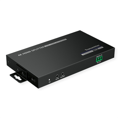 Video distribútor/splitter s predĺžením HDMI cez TP do 40m, 1IN/2OUT (4K@30Hz), IR, čierny