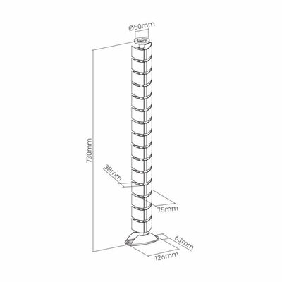 Káblový organizér, 2 komorový, "chrbtica" 80cm, k stolu, strieborný