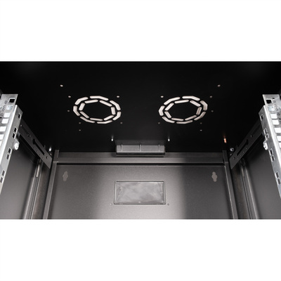 19" Rack na stenu 7U, čierny, 418x600x450mm (HxWxD), RAL9005, PRO, odnímateľné bočnice