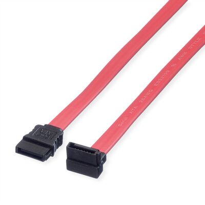 Kábel SATA III M/M 0.5m, zahnutý, 6 Gbit/s, červený