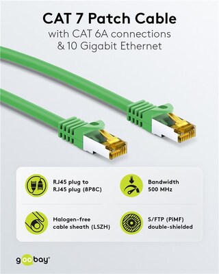 S/FTP (PiMF) Patchkábel LSOH 0.25m cat.7, zelený, Cu