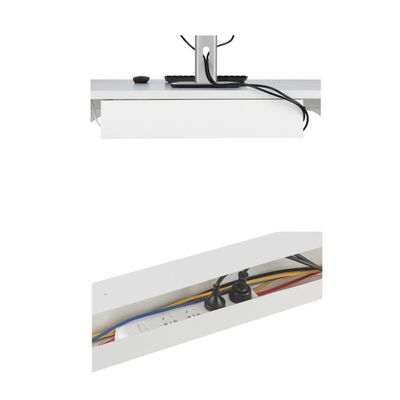 Káblový organizér, žľab na káble pod stôl, oceľ, 600x114x76mm (DxHxV), biely