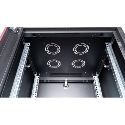 19" Rack na podlahu 26U, 1300x600x800mm (HxWxD), BASIC, sklenené dvere, čierny