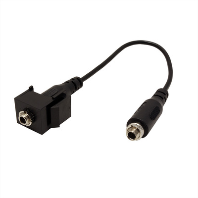 Modul 3.5mm stereo F/F Keystone, 20cm kábel, čierny