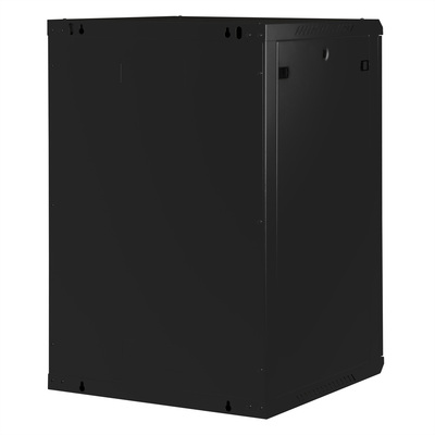 19" Rack na stenu 18U, čierny, 912x600x600mm (HxWxD), odnímateľné bočnice