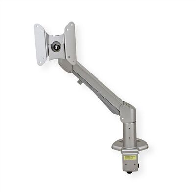 Držiak pre monitor na stôl, úchyt o dosku, pneumatický, max 8kg, rameno 266mm VESA 75/100 strieborný