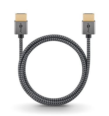 Kábel HDMI M/M 3m, High Speed+Eth, 4K@60Hz, HDMI 2.0, 18G, pozl. konektor, čierny/sivý, Slim