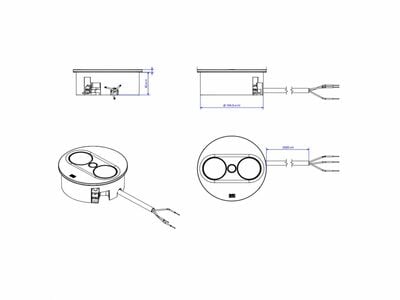 TWIST2 ROUND 1xUTE 230V, nabíjačka (USB A + USB C), 2m kábel 1.5mm², vidlica CEE7/7, biela