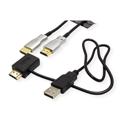 Kábel HDMI M/M 50m, High Speed+Eth, 4K@60Hz, HDMI 2.0, čierny, jednosmerný, aktívny, optický